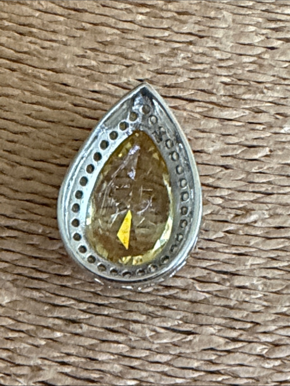 Citrine pendant large surrounded by citrine encased sterling silver latticed fr - Picture 10 of 13
